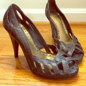 5 for $14 - Brown leather BCBGirls heels Size 7.5